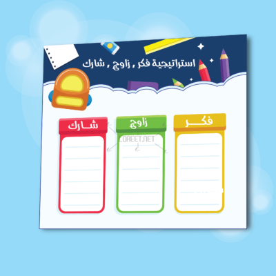 استراتيجيات تعلم نشط - حقيبة التعلم النشط - استراتيجية فكر وزاوج وشارك - تعلم نشط - لوريت - استراتيجيات